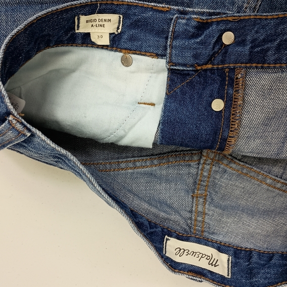 Madewell Womens Denim Miniskirt 30 Blue High Rise Raw Hem Distressed Button Fly - Picture 11 of 14